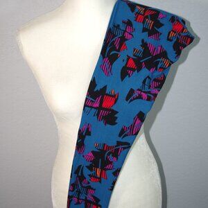 LuLaRoe OS Leggings One Size Floral Stripe Blue Pink Red Black Orange